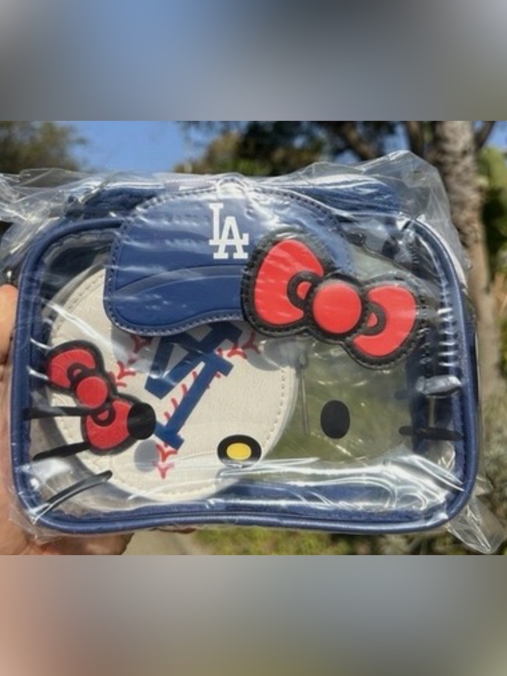 Hello Kitty x LA Dodgers Clear Kids Crossbody Bag - Navy Blue & Red